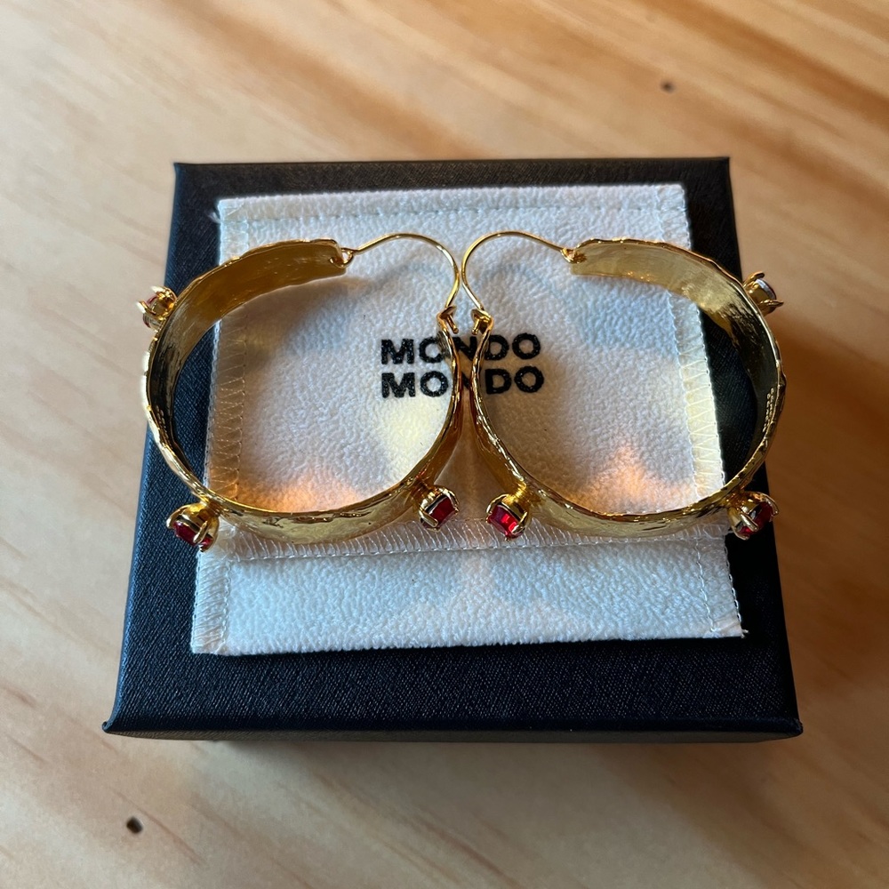 Mondo Mondo Ruby Glass Espirit 18k Gold-plated Hoop Earrings